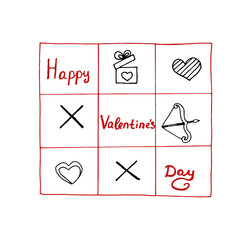 A game of tic-tac-toe with the corresponding inscription: 