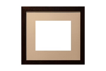Dark and black wooden picture frame  isolated on a white background
