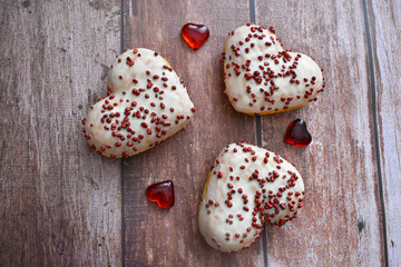 Baked hearts with topping. Valentine's Day