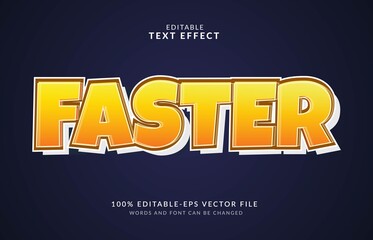 Faster yellow white Editable Text effect premium Full vector illustration. 