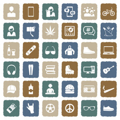 Teen Icons. Grunge Color Flat Design. Vector Illustration.