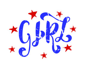 Fototapeta premium Girl logo quote. Baby shower hand drawn modern brush calligraphy phrase. Simple vector text for cards, invitations, prints, posters, stickers.