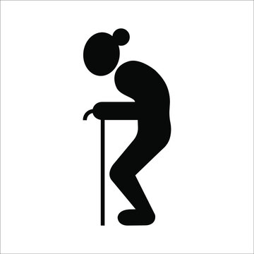 recommend clip art: Old lady  and walking stick, Elderly health care