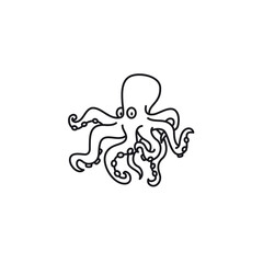 Cartoon octopus vector line icon