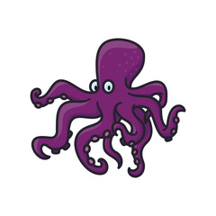 Cartoon Octopus character isolated vector illustration for Octopus Day on October 8. Marine life symbol.