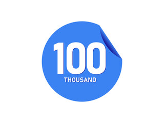 100 Thousand texts on the blue sticker