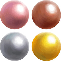 4色の金属の球体セット　ベクター素材