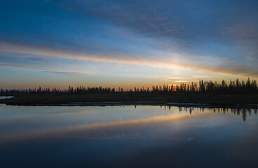 sunset over the lake