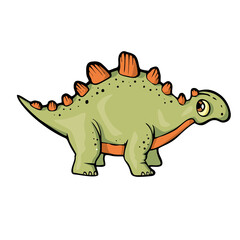 Dinosaur on white background Cute Cartoon. Vector illustration