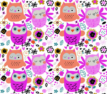 Owl pattern. Cute owl pattern for girls