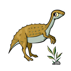 Dinosaur on white background Cute Cartoon. Vector illustration