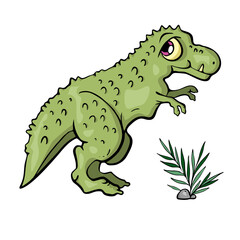 Dinosaur on white background Cute Cartoon. Vector illustration
