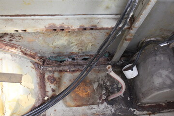 Restoration of old camping car, oldtimer