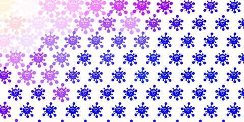 Fototapeta na wymiar Light Pink, Blue vector background with covid-19 symbols.