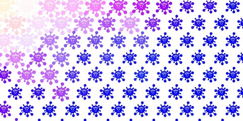 Light Pink, Blue vector background with covid-19 symbols.