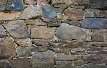 Castle wall made of old stones textures for design and photo background.