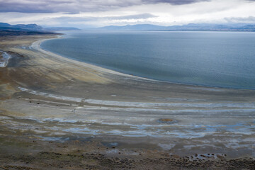 Lake dried because of the global warming. 