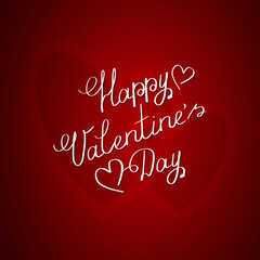 Two valentines day hearts and Happy Valentine's Day phrase