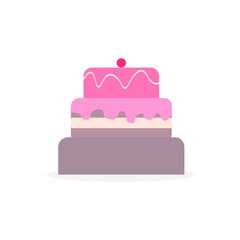 delicious pink cake on white background