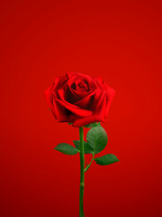 A rose on isolated on red background