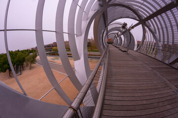 A spiral-shaped bridge in Madrid Spain