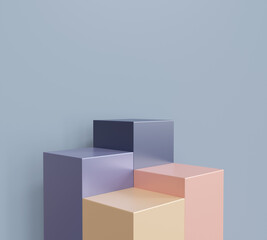 Cube podium for product display. 3d rendering