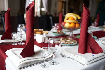 table setting in the restaurant
