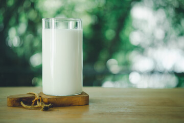 Closeup glass of milk
