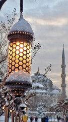 Snowy Winter in Istanbul, Blue Mosque