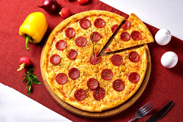 traditional italian juicy salami pizza