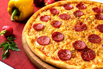 traditional italian juicy salami pizza