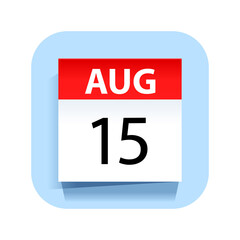 August 15. Calendar Icon. Vector Illustration.