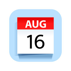 August 16. Calendar Icon. Vector Illustration.