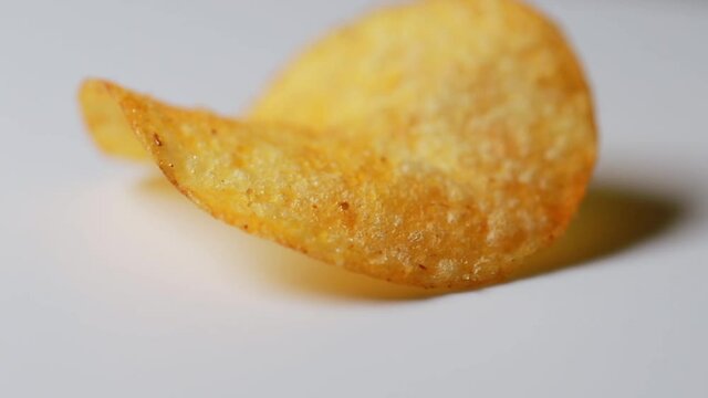 an isolated crisp in close up