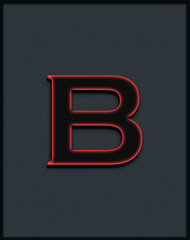 Glowing ember letter B on the grey