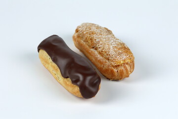 eclairs with chocolate and nuts