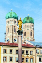 Fototapeta na wymiar Cathedral of Our Dear Lady, The Frauenkirche in Munich city, Germany