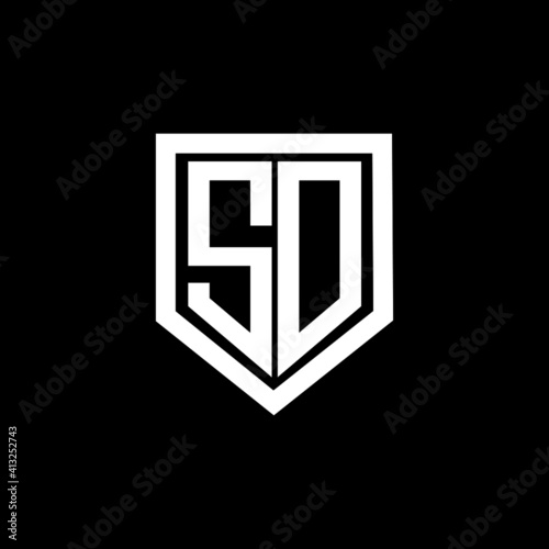 Sd Letter Logo Design With Black Background In Illustrator Modern Alphabet Font Overlap Style Calligraphy Designs For Logo Poster Invitation Etc Wall Mural Ruhul