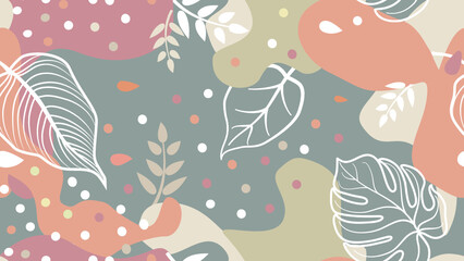 Floral seamless pattern. Branch with leaves ornamental texture. Flourish nature garden textured background