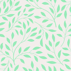 Floral seamless pattern. Branch with leaves ornamental texture. Flourish nature garden textured background