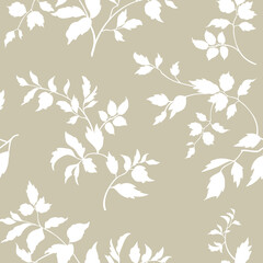 Floral seamless pattern. Branch with leaves ornamental texture. Flourish nature garden textured background