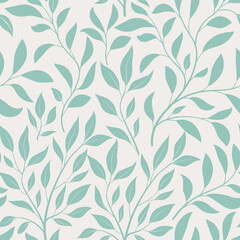 Floral seamless pattern. Branch with leaves ornamental texture. Flourish nature garden textured background