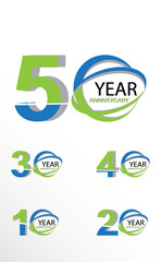 Set Year Anniversary Logo Vector Template Design Illustration