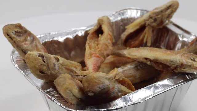 fresh fish small mullets cleaned and fried
