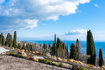 Sea view in early spring in the subtropics