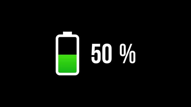 Animated Digital Battery Loading On Black Background