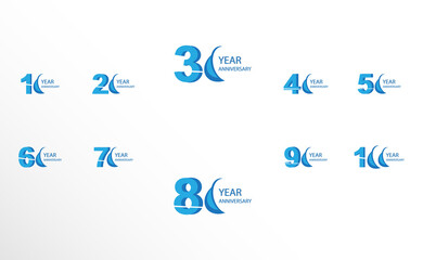 Set Year Anniversary Logo Vector Template Design Illustration