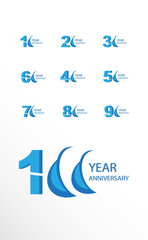 Set Year Anniversary Logo Vector Template Design Illustration