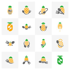 Set of Pineapple logo design vector. Icon Symbol. Template Illustration. Creative design