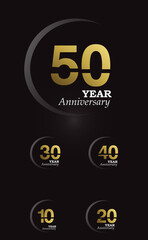 Set Year Anniversary Logo Vector Template Design Illustration gold and black